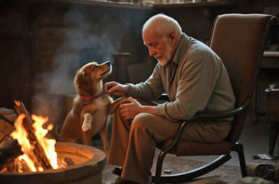 Grandpa by fire with dog – fotor-ai-20241119153820
