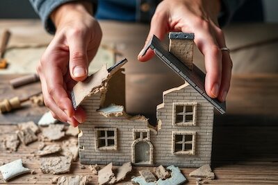 flatai-Hands holding broken house